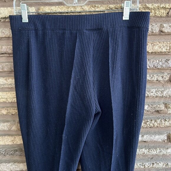 Akris Punto Navy Blue Waffle Weave Knit Straight Leg Pants Size 6 READ - Picture 5 of 13
